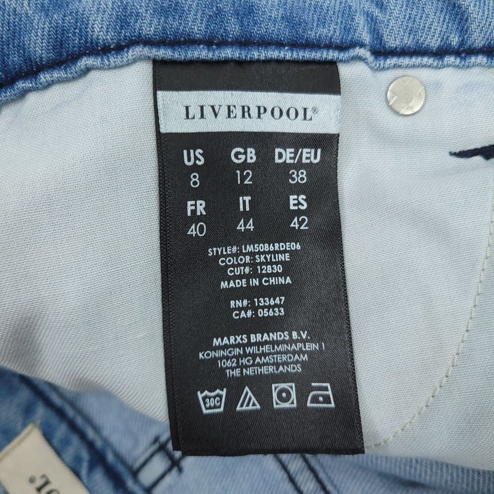Liverpool The Boyfriend Crop Jeans NEW Embroidered 8 / 29 Light Wash Denim Capri - Picture 7 of 14